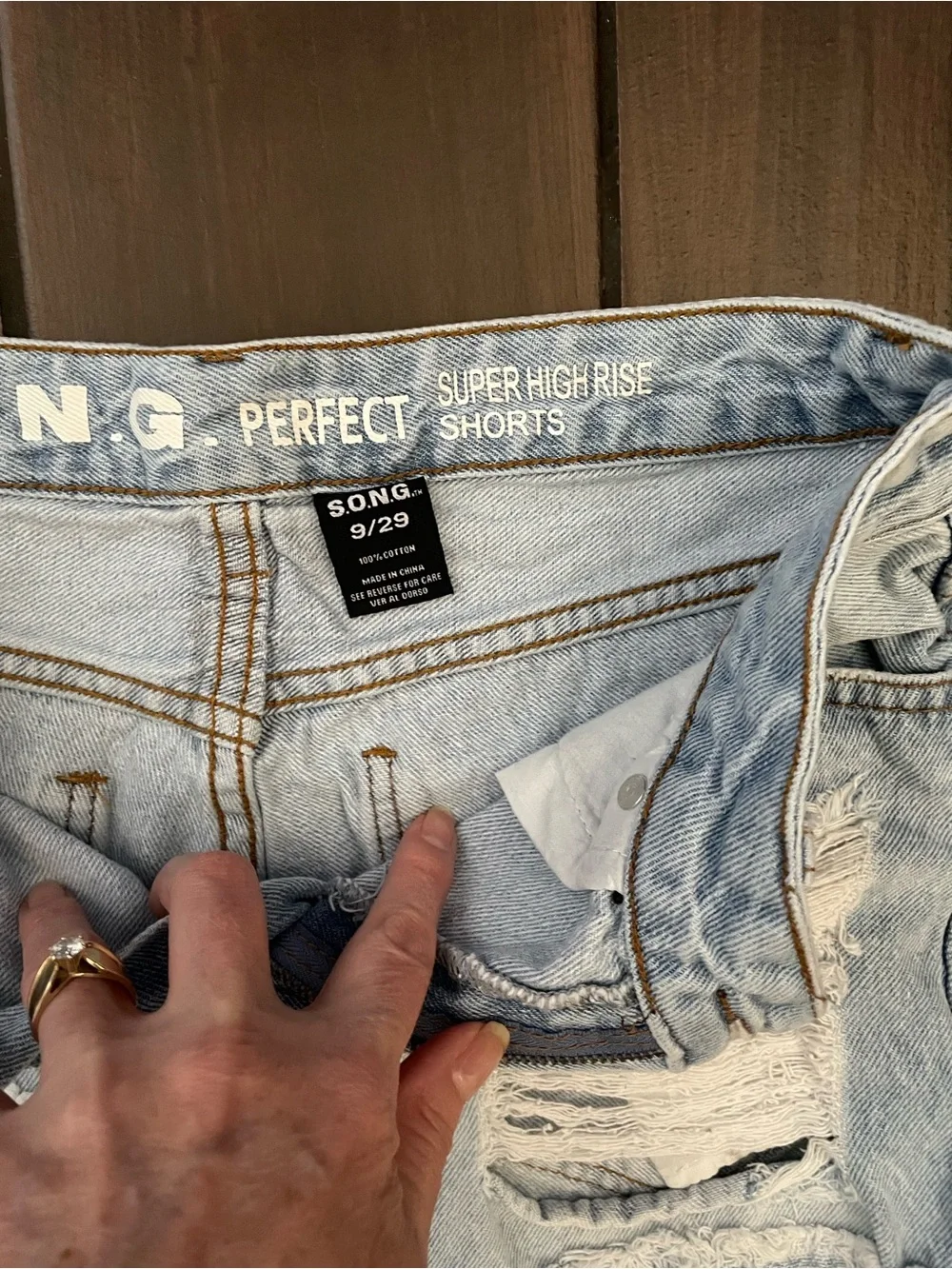 Light Wash Distressed Denim Shorts